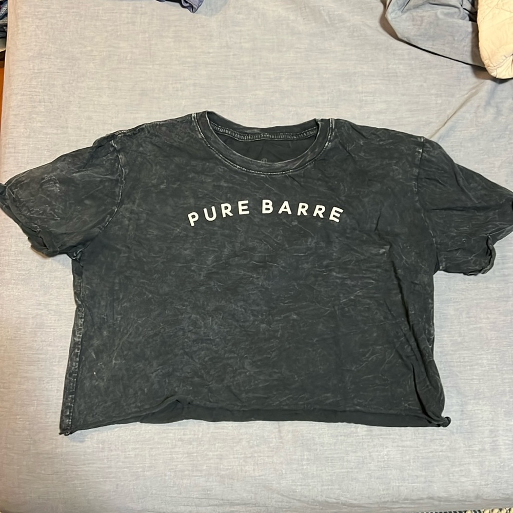 Black Acid-wash Pure Barre Crop Top